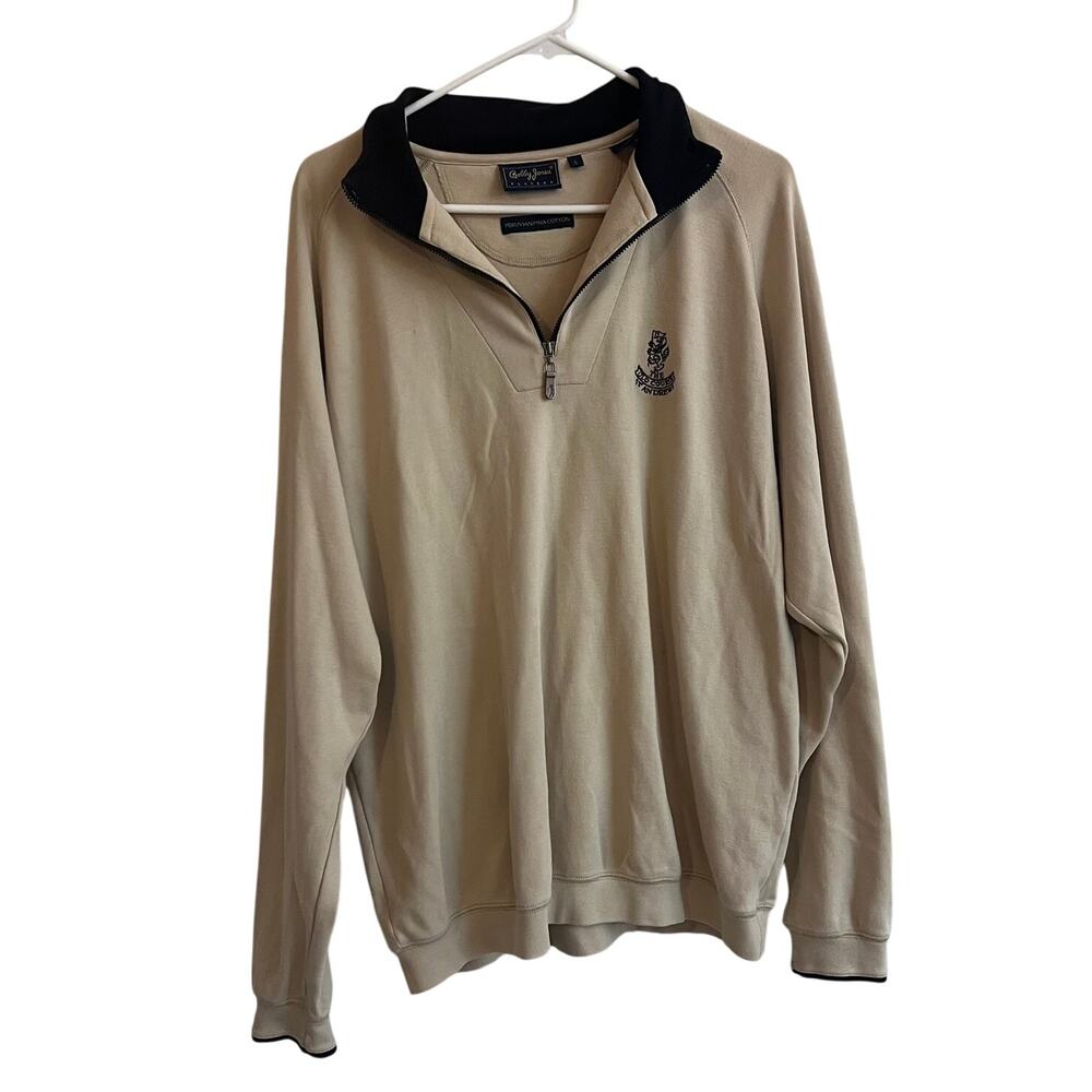 Bobby Jones‎ Players Men’s 1/4 Zip Beige Sweatshirt Size L 100% Peruvian Cotton